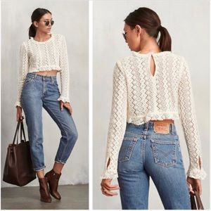 Reformation Foxley Lace Crop Top in Ivory Sz 8 GUC